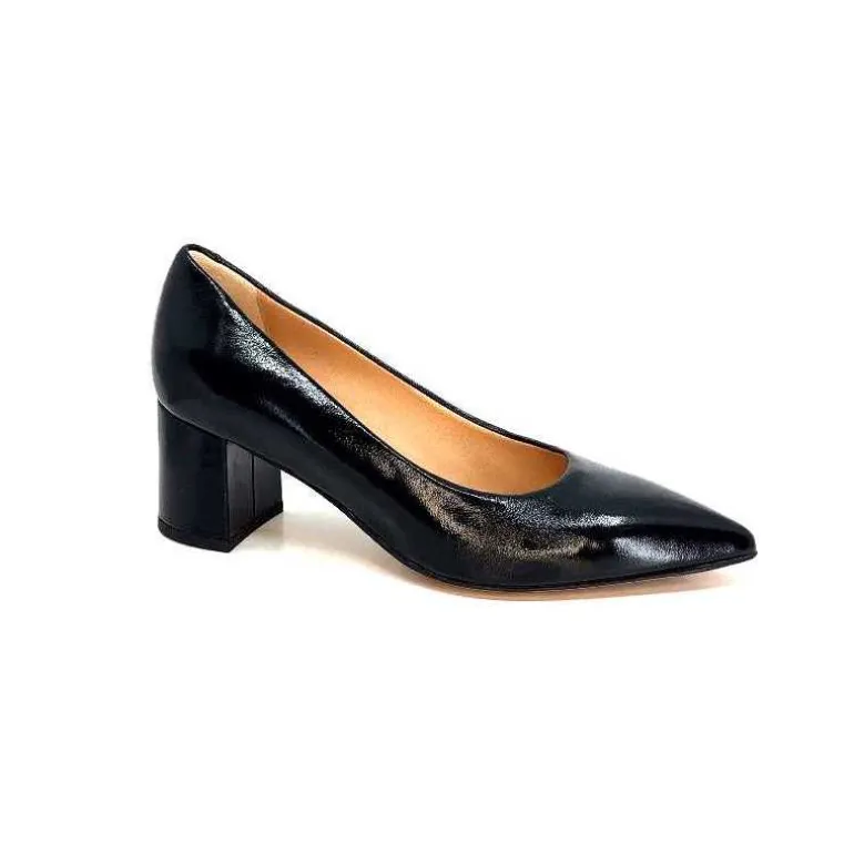 franco russo napoli fgr Escarpins Ivoire 1601 Cuir Vernis Noir Cheap