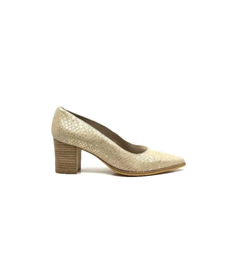 Myma Escarpins 6627/01 Cuir Beige &amp; Or Clearance