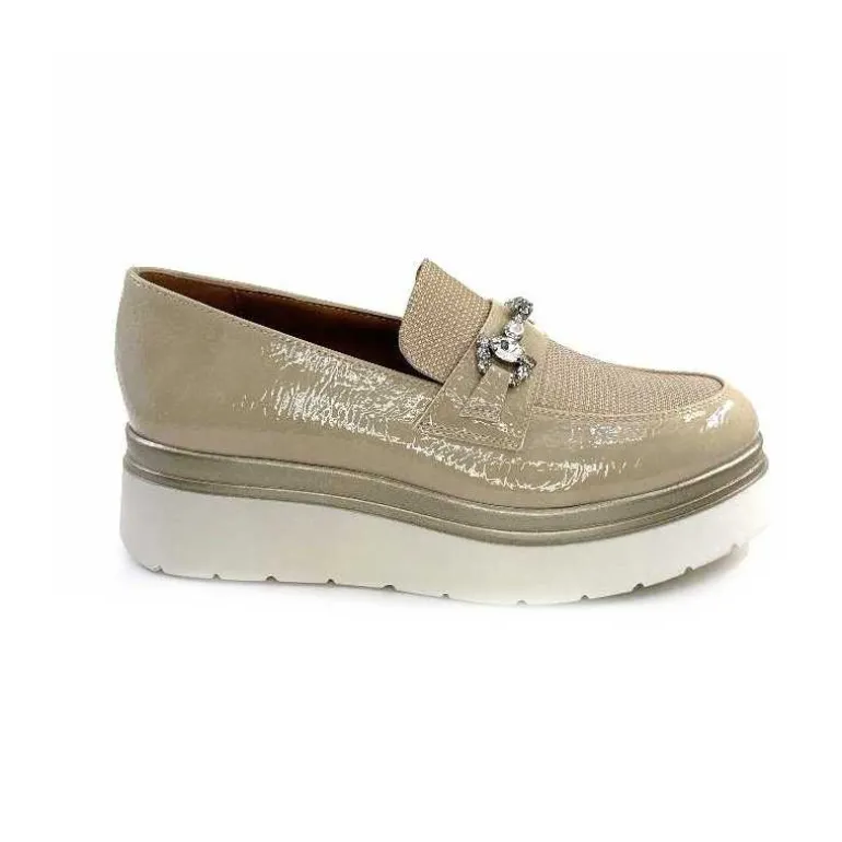 Ivoire0130a Mocassins à Plateforme Ivoire 2C5154 Vernis Beige Best Sale