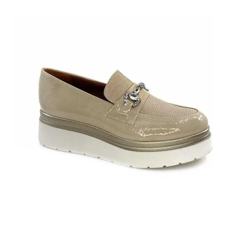 Ivoire0130a Mocassins à Plateforme Ivoire 2C5154 Vernis Beige Best Sale