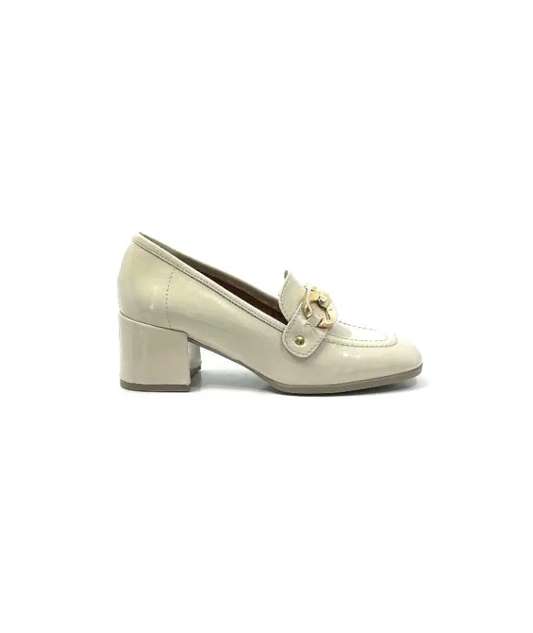 Ivoire0351a Mocassins à Talon Ivoire 9575845 Cuir Vernis Beige Discount