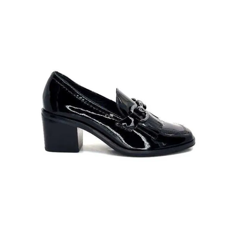 Ivoire0236a Mocassins à Talon Ivoire 78006 Fortunato Cuir Vernis Noir Cheap