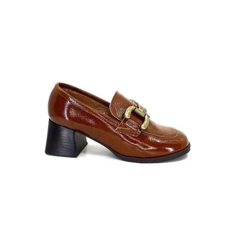 We Do Mocassins à Talon Ivoire 11301a Cuir Vernis Marron Sale