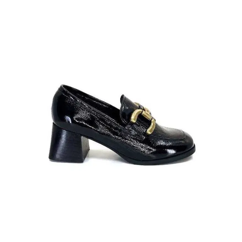We Do Mocassins à Talon Ivoire 11301a Cuir Vernis Noir Shop