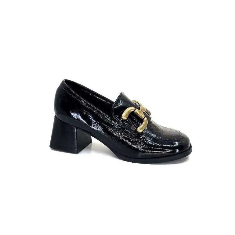 We Do Mocassins à Talon Ivoire 11301a Cuir Vernis Noir Shop
