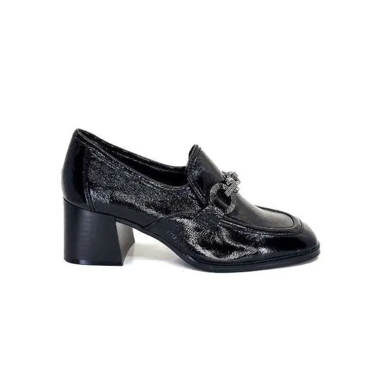 Regarde Le Ciel Mocassins à Talon Vanessa 02 Cuir Vernis Noir Online