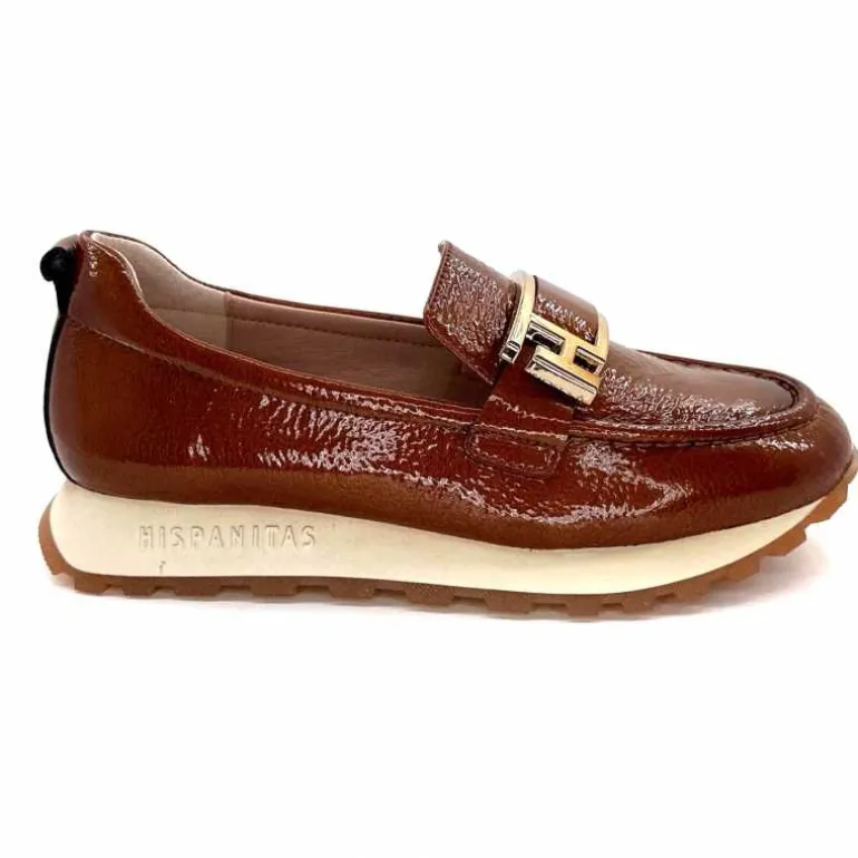 Hispanitas Mocassins Baskets Hi 243621 Loira Cuir Vernis Cuero Marron Cheap