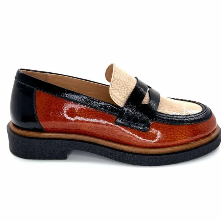 Dansi Mocassins 6800 Cuir Vernis Crème Noir Marron Shop
