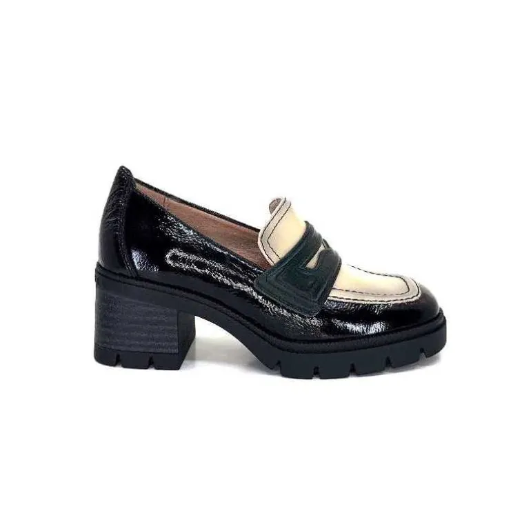 Hispanitas Mocassins Chi 232965 Everest Cuir Vernis Cuir Vert &amp; Beige Noir Store