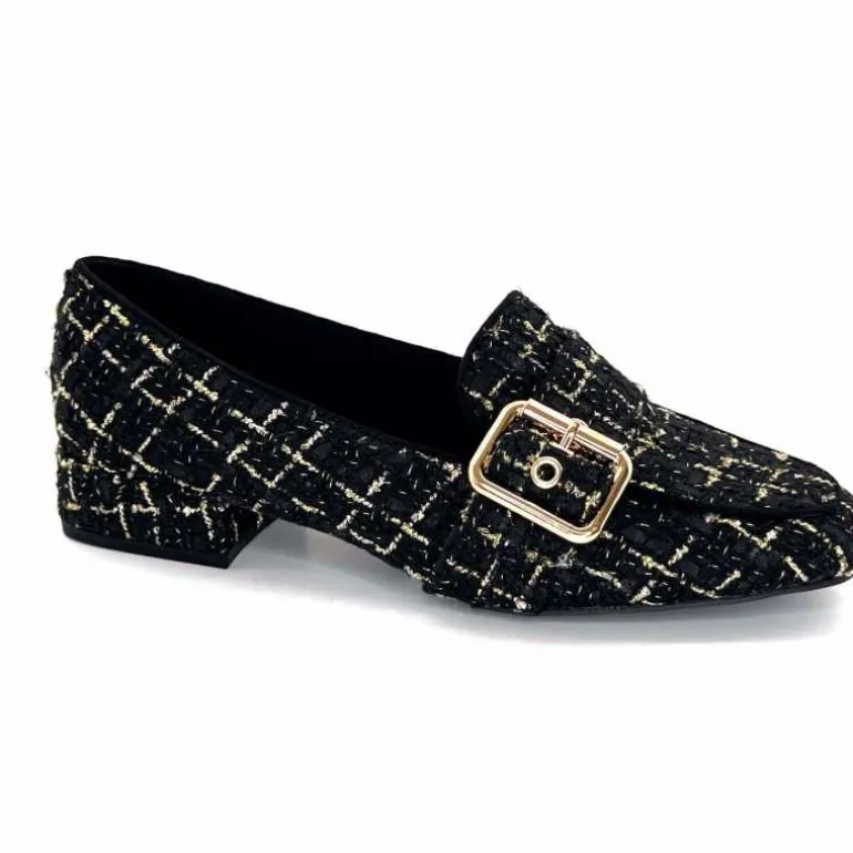 Ivoire0317a Mocassins Ivoire 2303356 4022 Textile Noir Doré NoirOr Store
