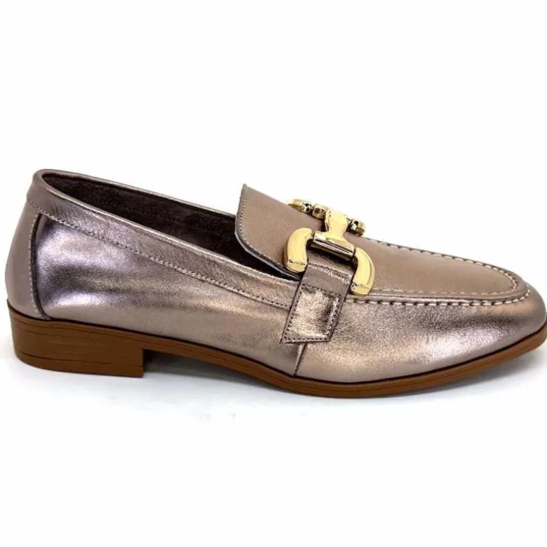 382-ivoire Mocassins Ivoire 30303 Cuir Métal Bronze Shop