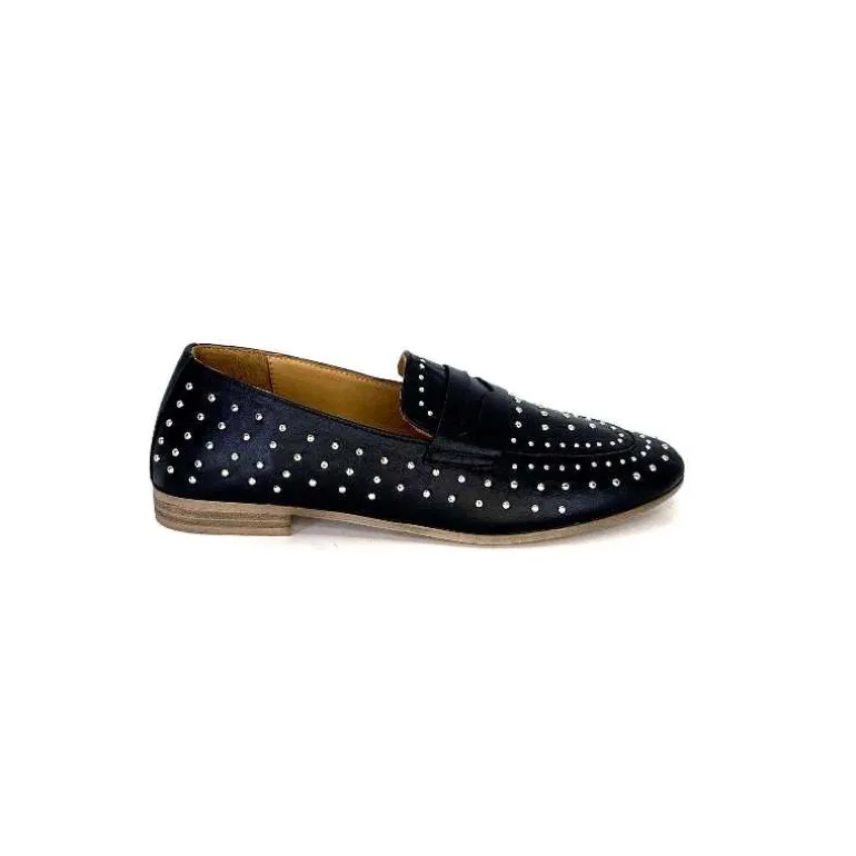 Ivoire0401a Mocassins Ivoire 500.1000 Cuir Noir New