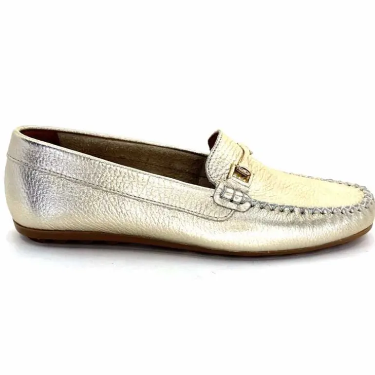 Ivoire0209b Mocassins Ivoire 12052 Cuir Platine Dé Or Cheap