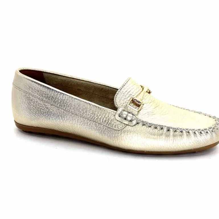 Ivoire0209b Mocassins Ivoire 12052 Cuir Platine Dé Or Cheap