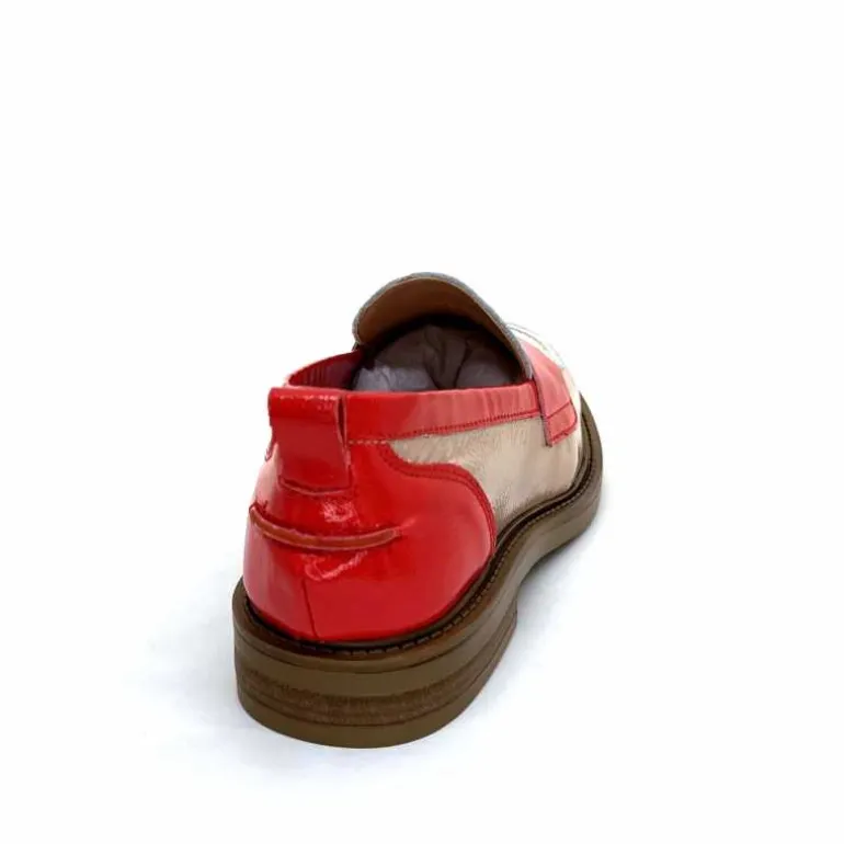 Ivoire0104a Mocassins Ivoire A53115 Cuir Vernis Beige Blanc Corail Hot