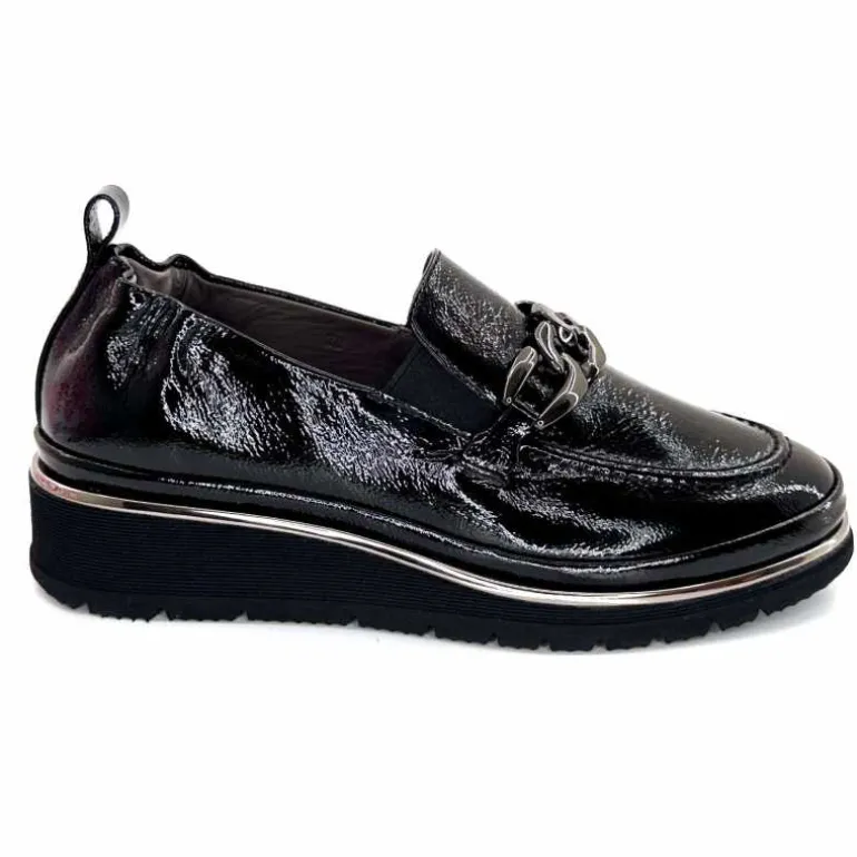 XSA Mocassins Léger 9922 Cuir Vernis Noir Fashion