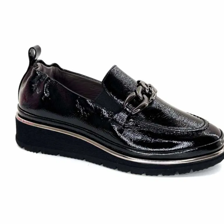 XSA Mocassins Léger 9922 Cuir Vernis Noir Fashion