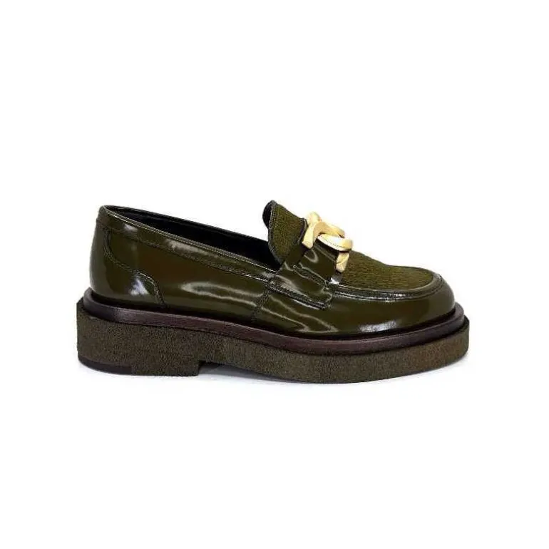 Pertini Mocassins 32420 D4 Cuir Glacé Kaki Sale