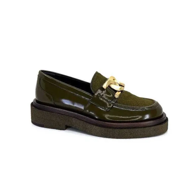 Pertini Mocassins 32420 D4 Cuir Glacé Kaki Sale