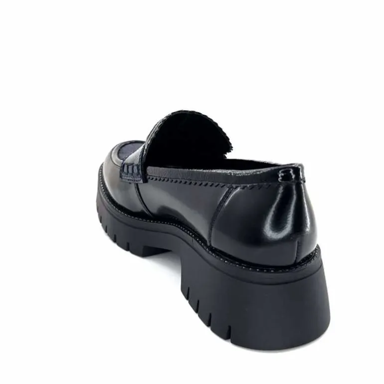 Regarde Le Ciel Mocassins Leticia 02 Cuir Glacé &amp; Marine Noir Cheap