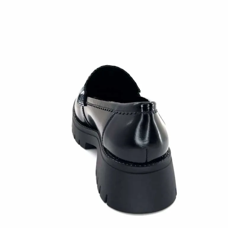 Regarde Le Ciel Mocassins Leticia 02 Cuir Glacé &amp; Marine Noir Cheap