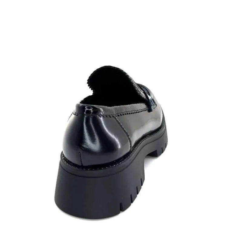 Regarde Le Ciel Mocassins Leticia 02 Cuir Glacé &amp; Marine Noir Cheap