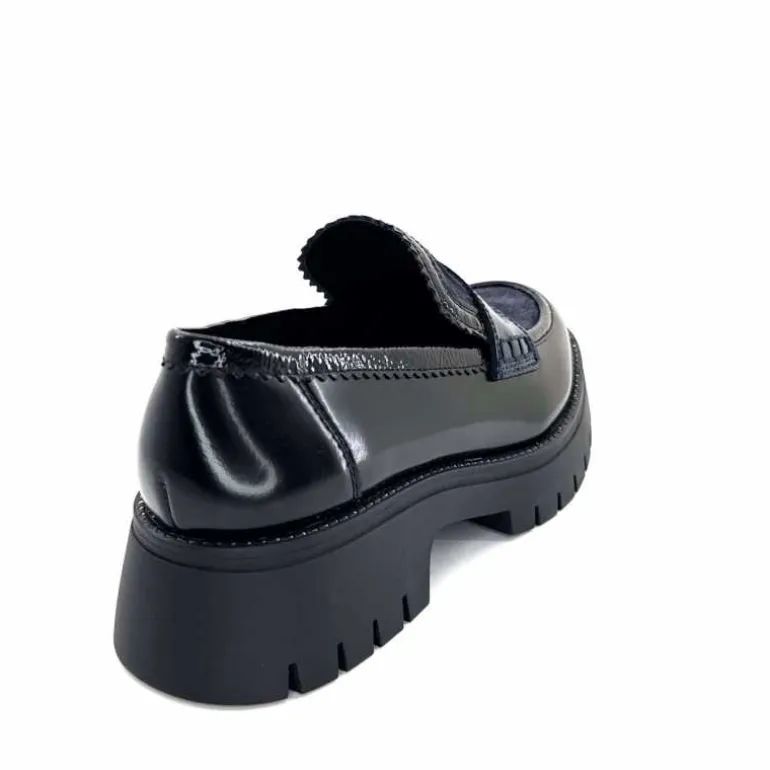 Regarde Le Ciel Mocassins Leticia 02 Cuir Glacé &amp; Marine Noir Cheap