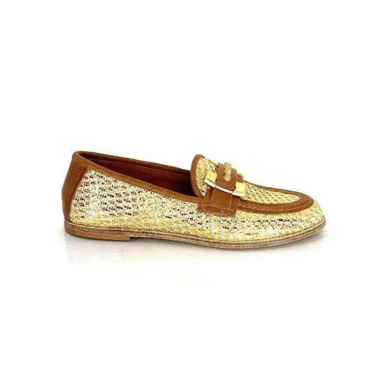 AS 98 MocassinsB77101-101 Cuir Raffia Doré Marron Fashion