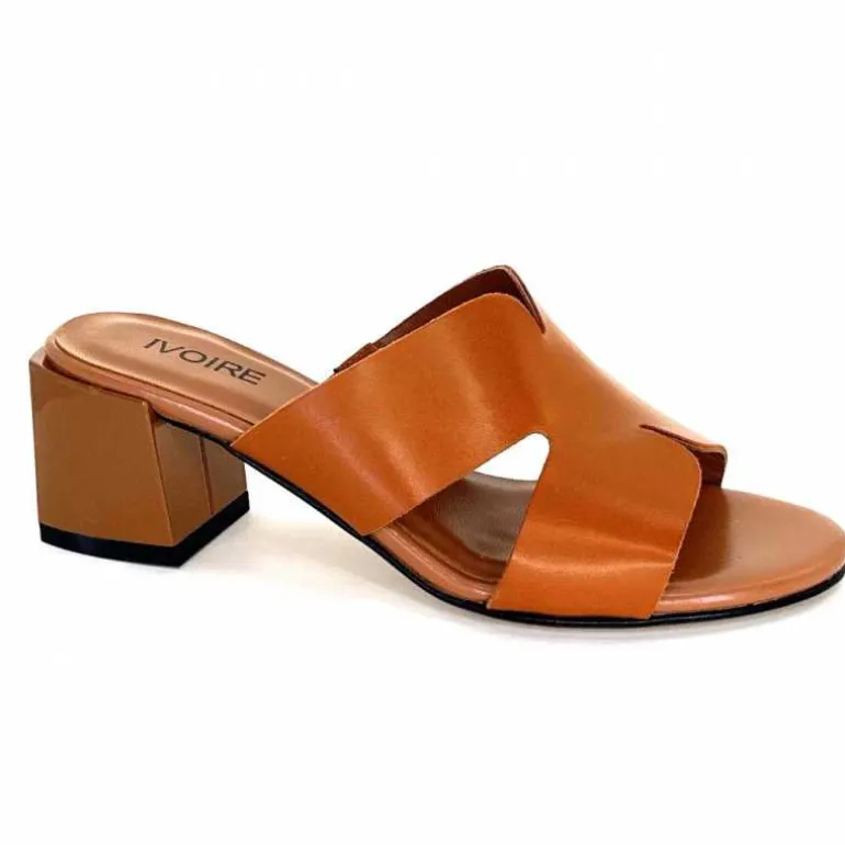 Ivoire0352 Mules à Talon Ivoire F1555 Dario 3 Cuir Cognac Marron Best