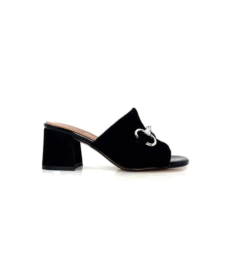 Ivoire0334 Mules à Talon Ivoire F2298 Romagna Daim Noir Fashion