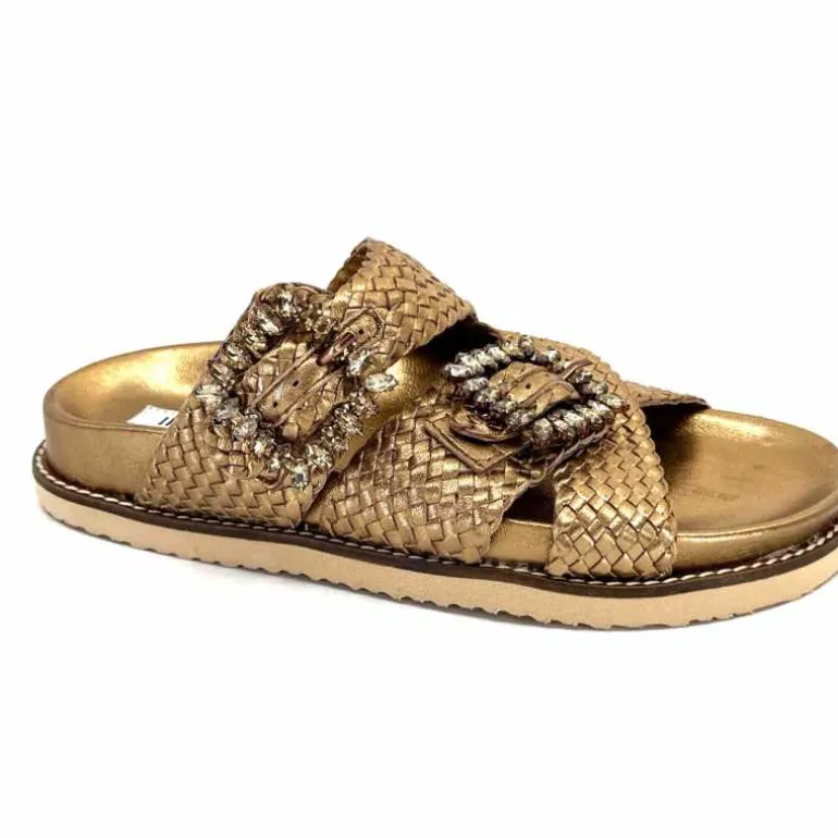 Inuovo Mules Compensées 355052 Cuir Bronze Or Hot