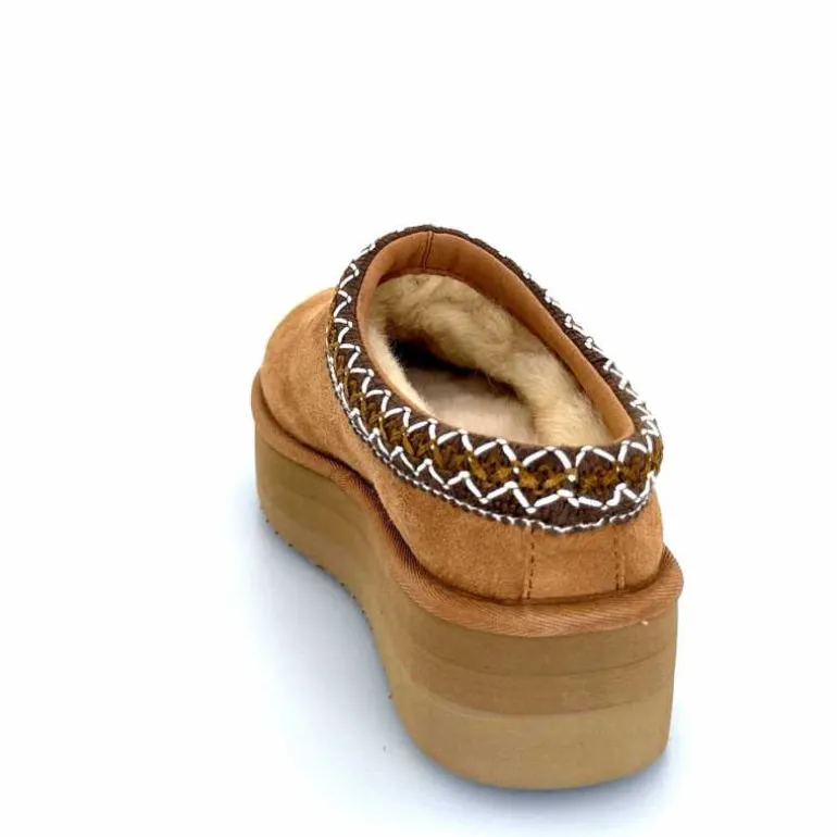 sweet heritage Mules Fourrées Glace Daim Camel Fashion