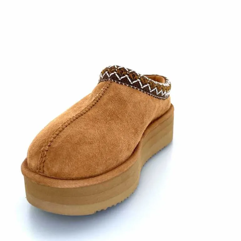 sweet heritage Mules Fourrées Glace Daim Camel Fashion