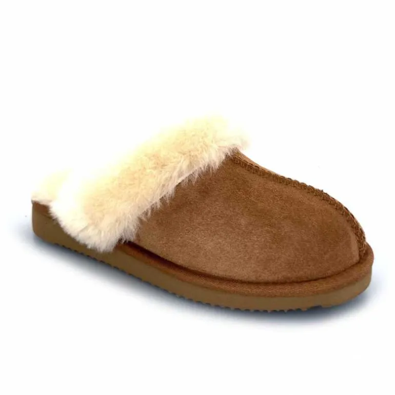sweet heritage Pantoufles Luge Daim Camel Store