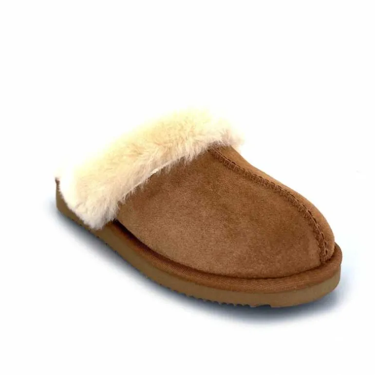 sweet heritage Pantoufles Luge Daim Camel Store