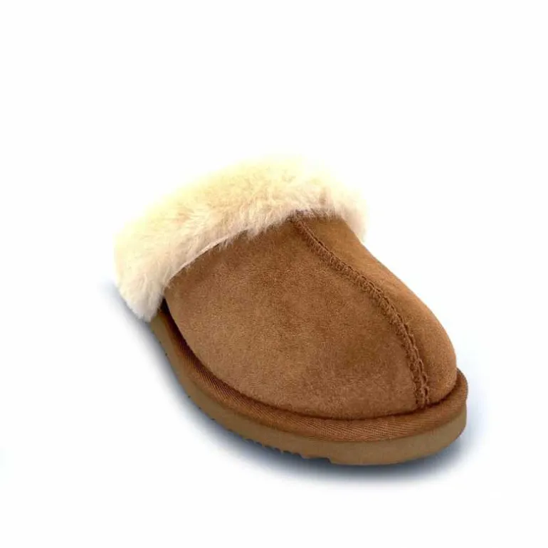 sweet heritage Pantoufles Luge Daim Camel Store