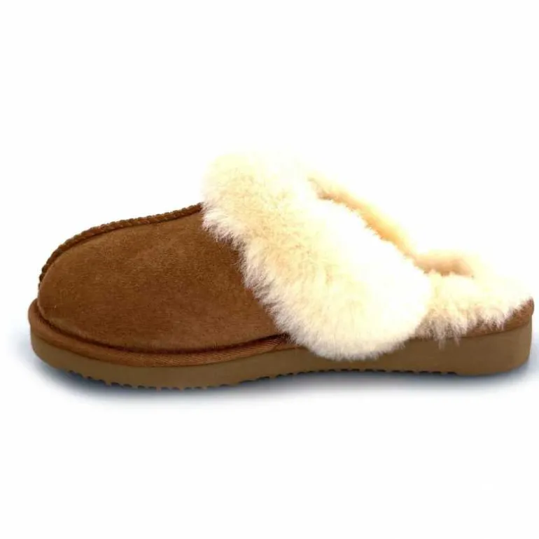 sweet heritage Pantoufles Luge Daim Camel Store