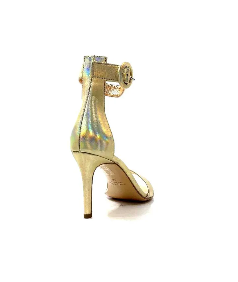 eclair paris Sandales à Talon Haut Ivoire Gian V2 Cuir Métal Or Fashion