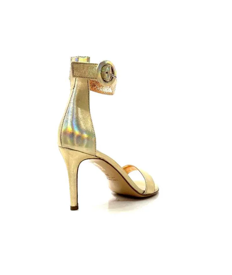 eclair paris Sandales à Talon Haut Ivoire Gian V2 Cuir Métal Or Fashion