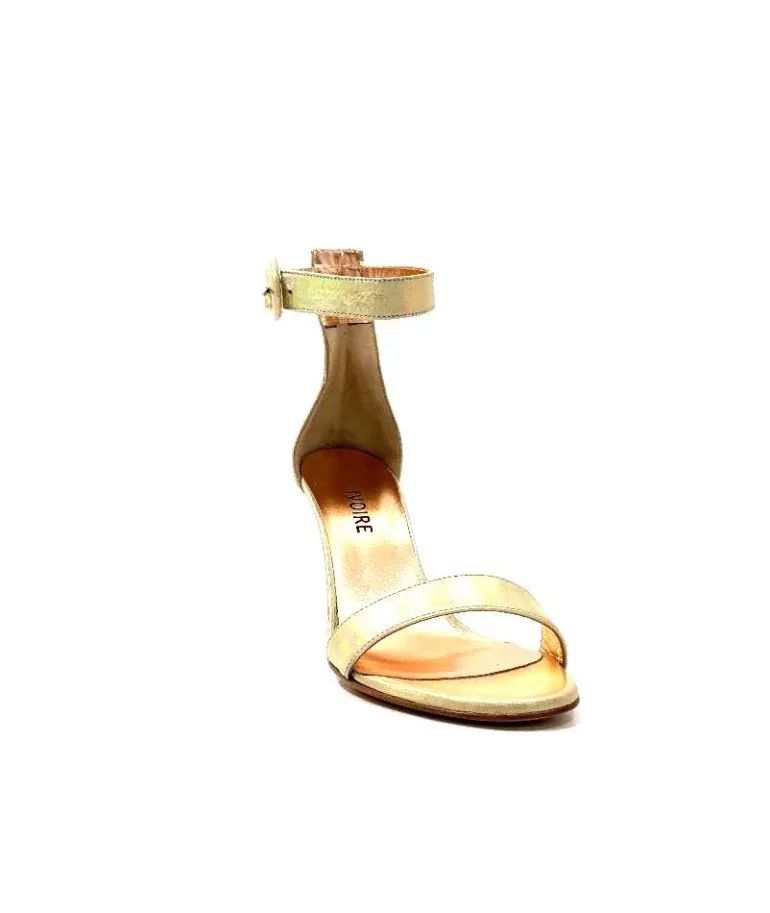 eclair paris Sandales à Talon Haut Ivoire Gian V2 Cuir Métal Or Fashion