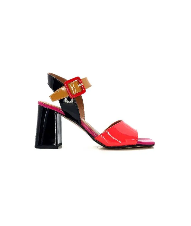 Ivoire0334 Sandales à Talon Ivoire F1136 Mare Cuir Vernis Multicolor Multicolore Store