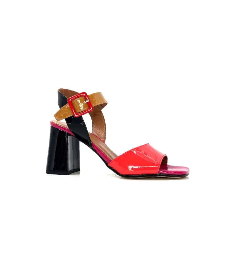 Ivoire0334 Sandales à Talon Ivoire F1136 Mare Cuir Vernis Multicolor Multicolore Store