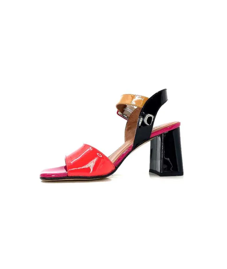 Ivoire0334 Sandales à Talon Ivoire F1136 Mare Cuir Vernis Multicolor Multicolore Store