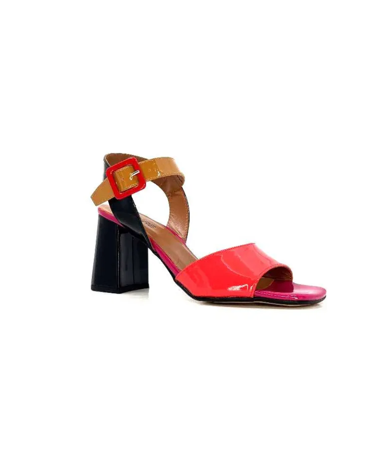 Ivoire0334 Sandales à Talon Ivoire F1136 Mare Cuir Vernis Multicolor Multicolore Store
