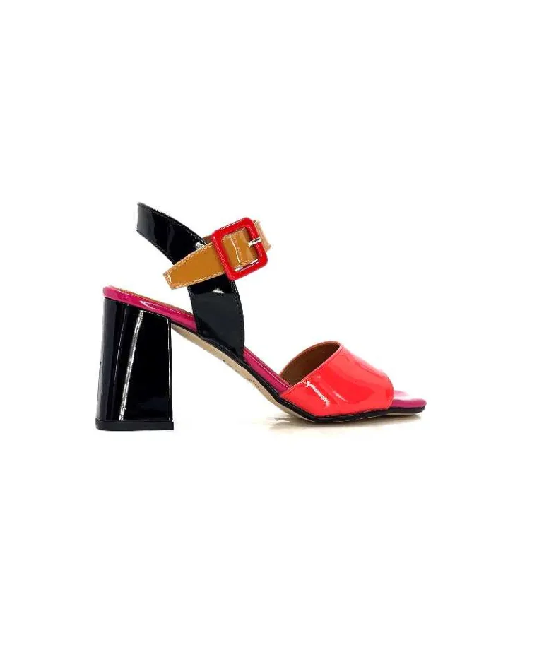 Ivoire0334 Sandales à Talon Ivoire F1136 Mare Cuir Vernis Multicolor Multicolore Store