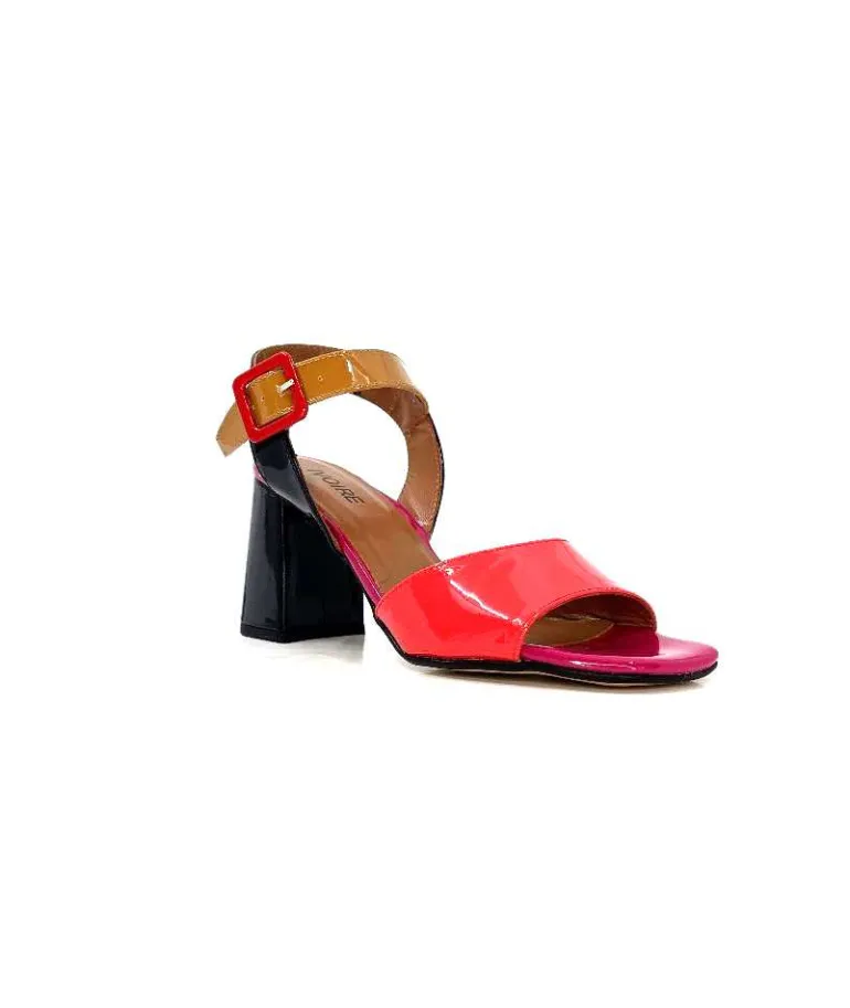 Ivoire0334 Sandales à Talon Ivoire F1136 Mare Cuir Vernis Multicolor Multicolore Store