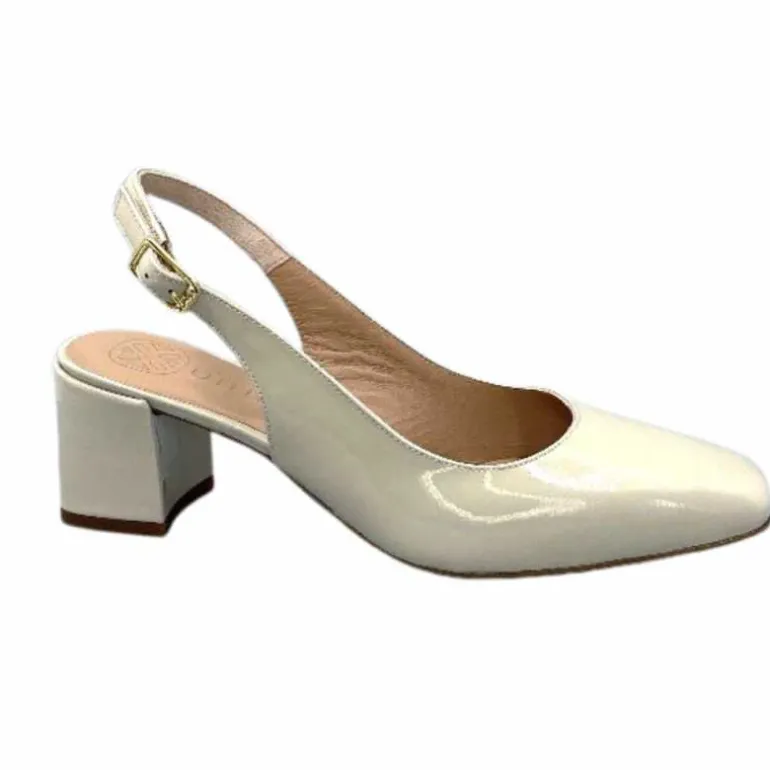 Unisa Sandales à Talon Lauri Cuir Vernis Crème Discount