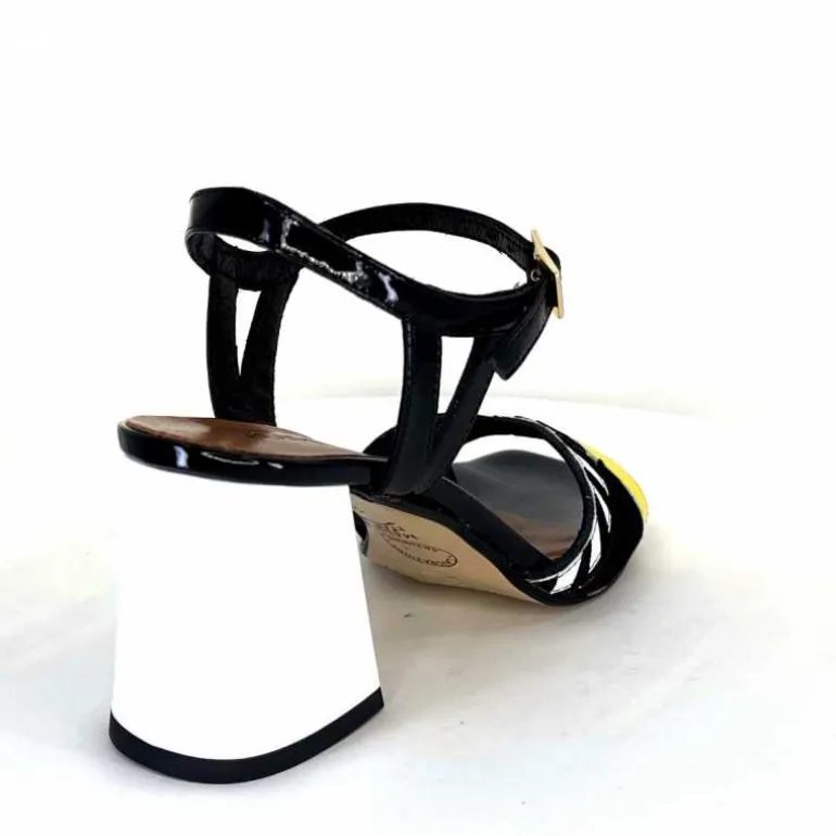 Ivoire0352 Sandales à Talons Ivoire F2102 Portocervo Cuir Vernis Blanc Jaune Daim Noir Clearance