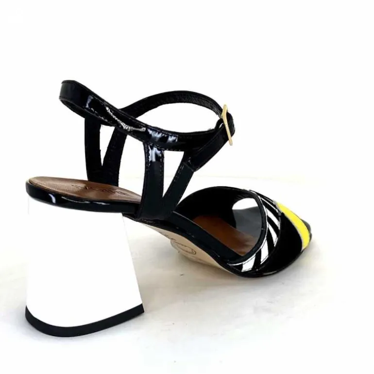 Ivoire0352 Sandales à Talons Ivoire F2102 Portocervo Cuir Vernis Blanc Jaune Daim Noir Clearance