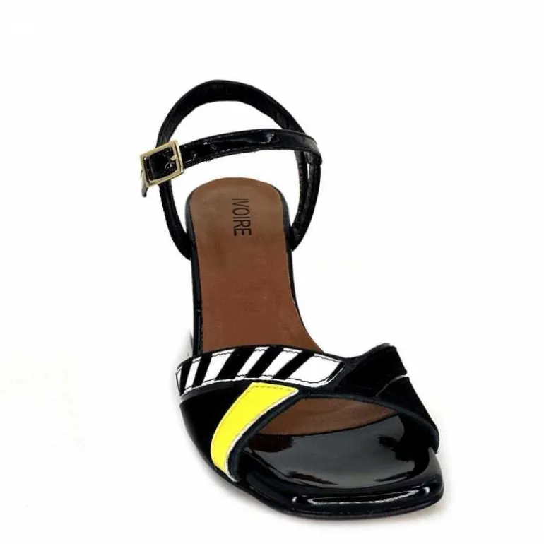 Ivoire0352 Sandales à Talons Ivoire F2102 Portocervo Cuir Vernis Blanc Jaune Daim Noir Clearance